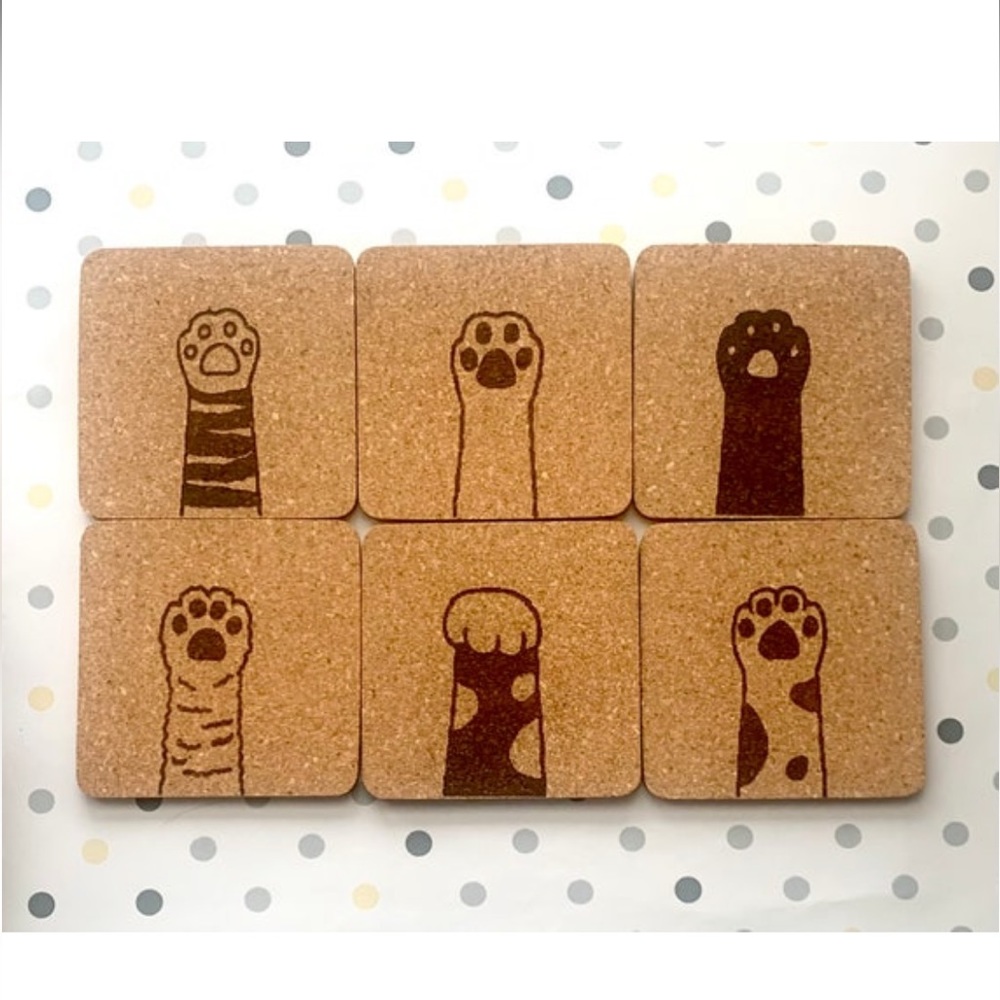 Cat Paw Cork Coasters